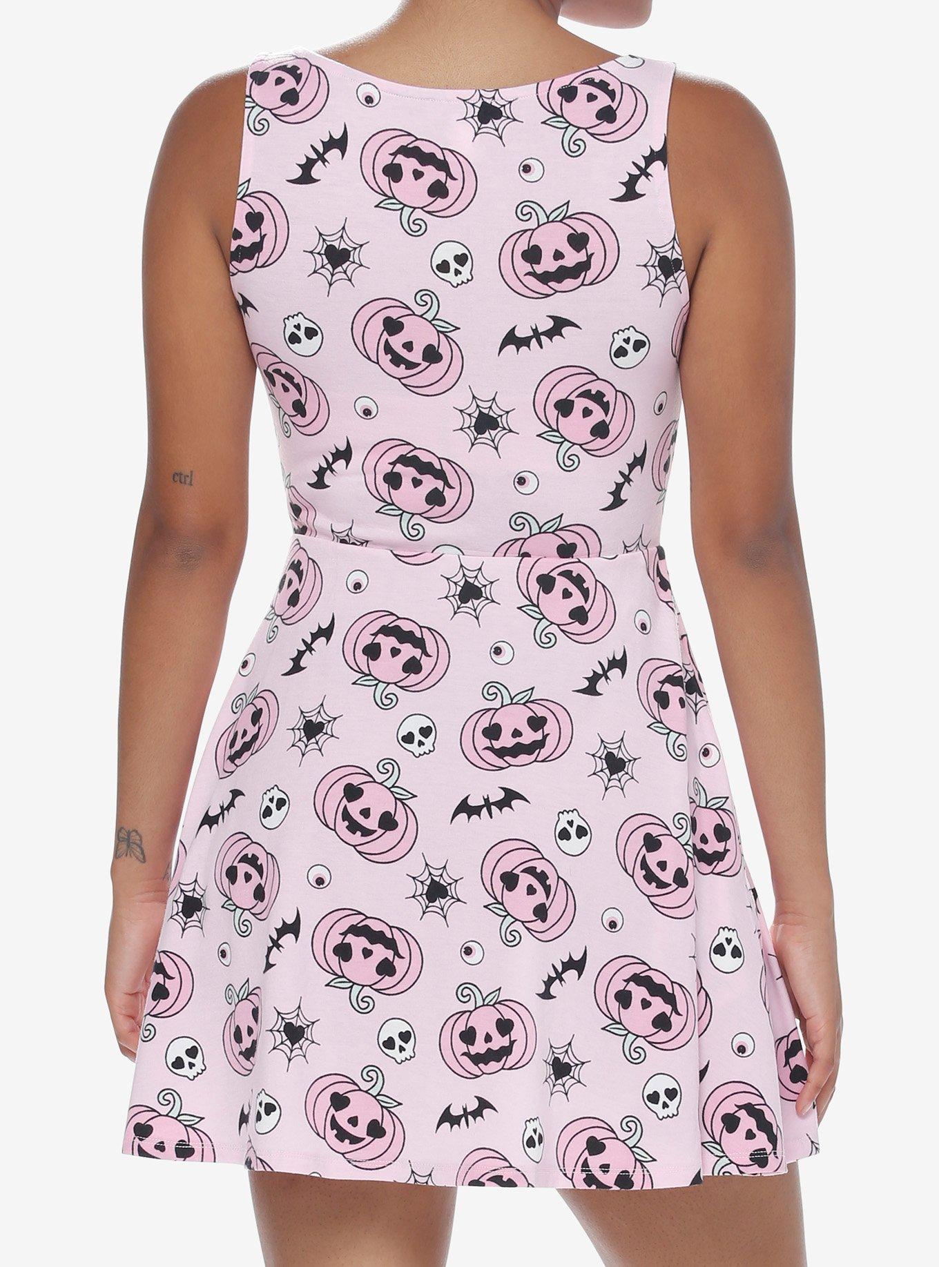 Sweet Society Kawaii Pink Pumpkin Skull Dress, PINK, alternate