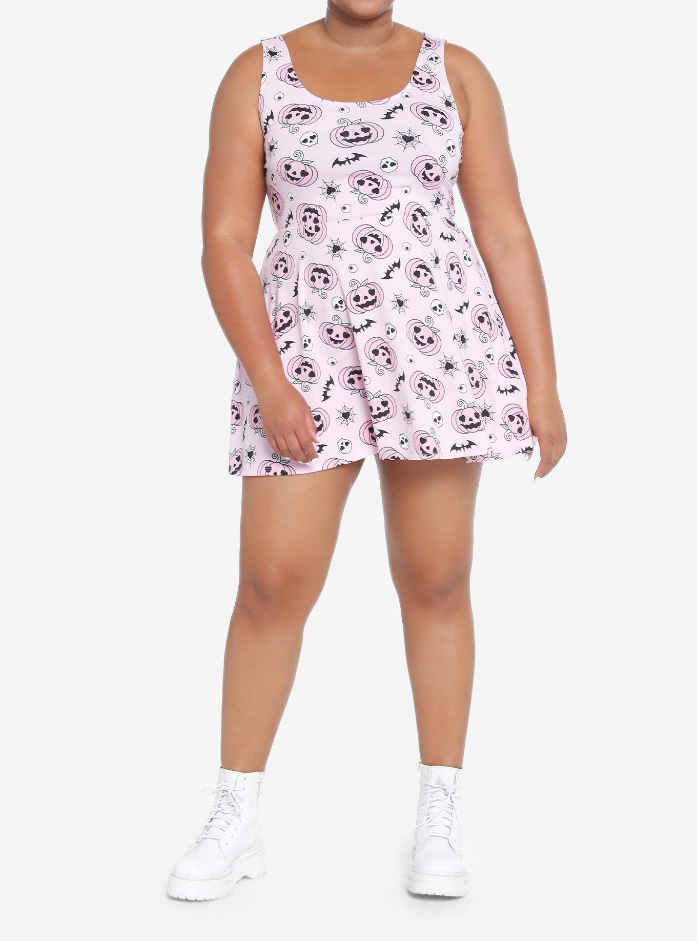 Sweet Society Kawaii Pink Pumpkin Skull Dress Plus Size, PINK, alternate