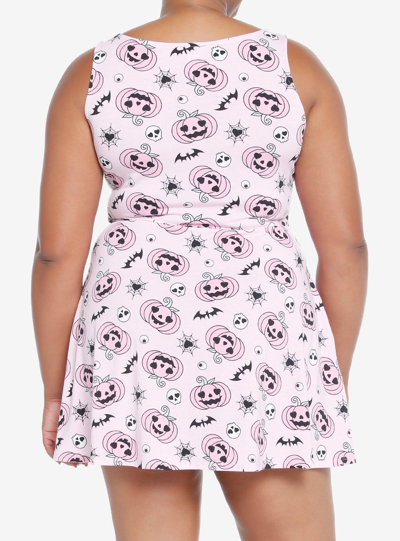 Sweet Society Kawaii Pink Pumpkin Skull Dress Plus Size, PINK, alternate