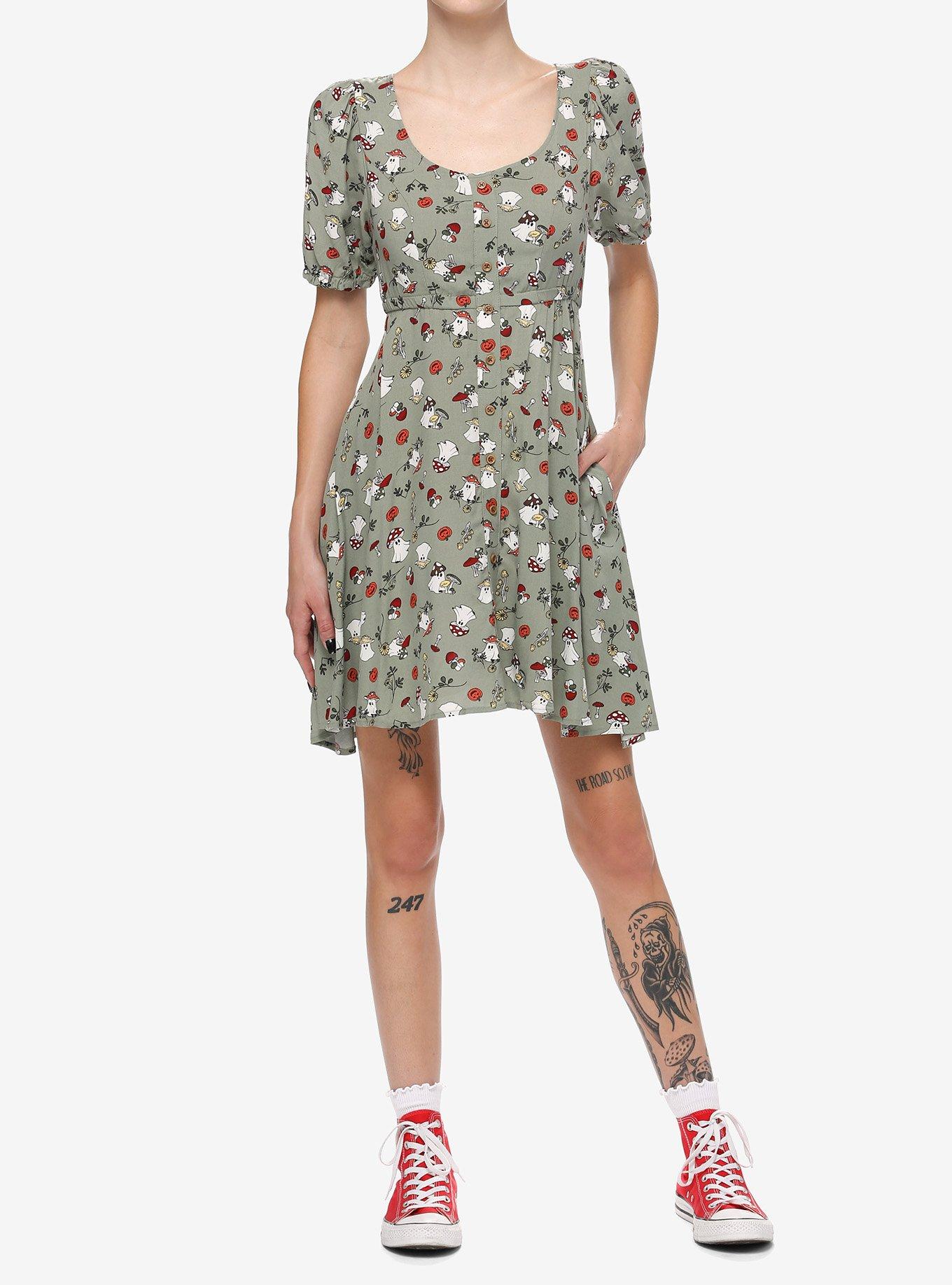 Hot Topic Thorn & Fable® Green Rose Twofer Dress