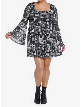 Social Collision Sleepy Hollow Collage Bell Sleeve Dress Plus Size, , hi-res