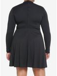 Cosmic Aura Black Cutout Mock Neck Long-Sleeve Dress Plus Size, BLACK, alternate