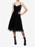 Cosmic Aura Black Velvet Lace Midi Dress, BLACK, alternate