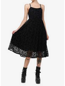 Cosmic Aura Black Rose Flocked Midi Dress, , hi-res