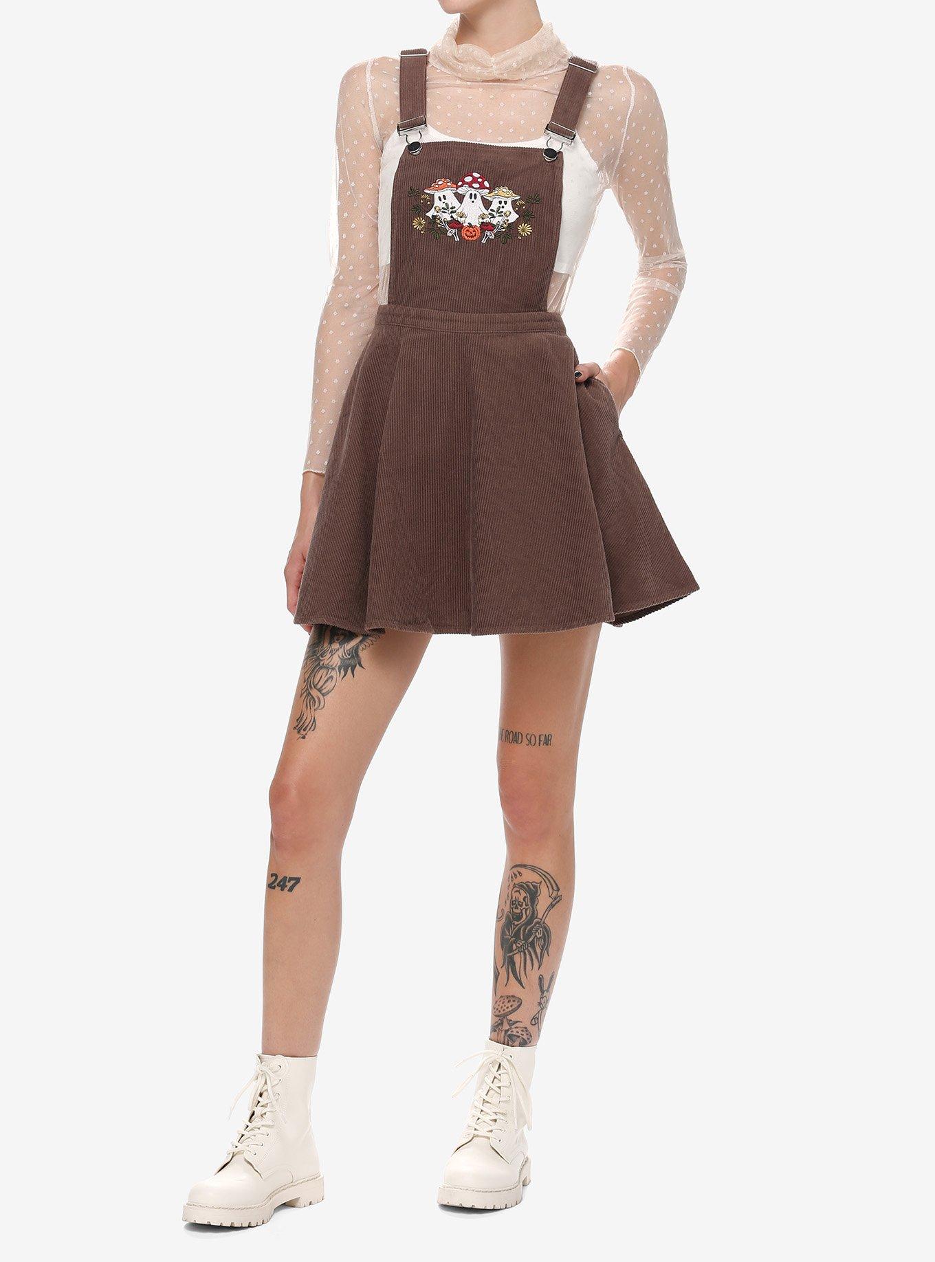 Thorn & Fable Ghost Mushroom Corduroy Skirtall, BROWN, alternate