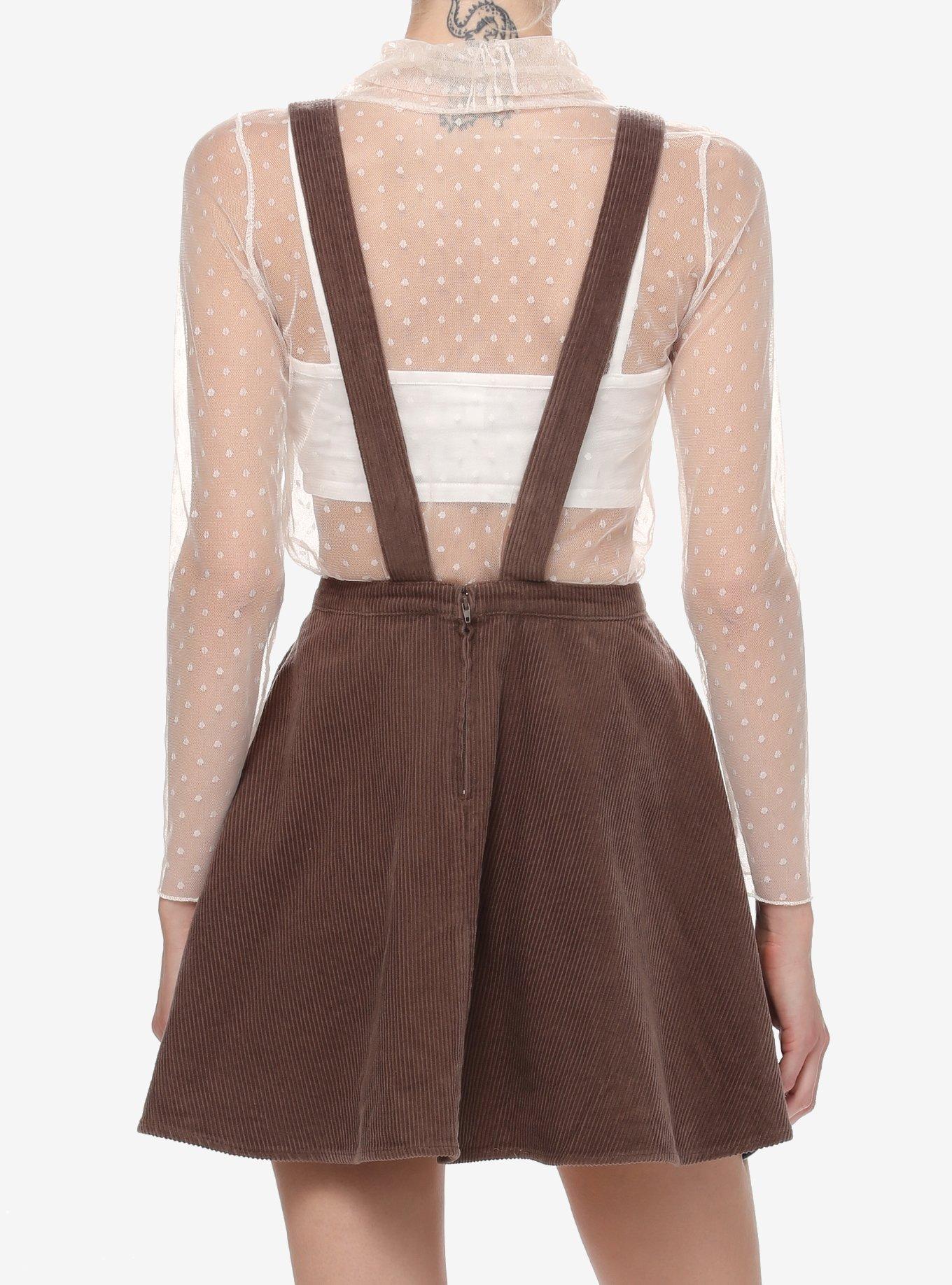 Thorn & Fable Ghost Mushroom Corduroy Skirtall, BROWN, alternate