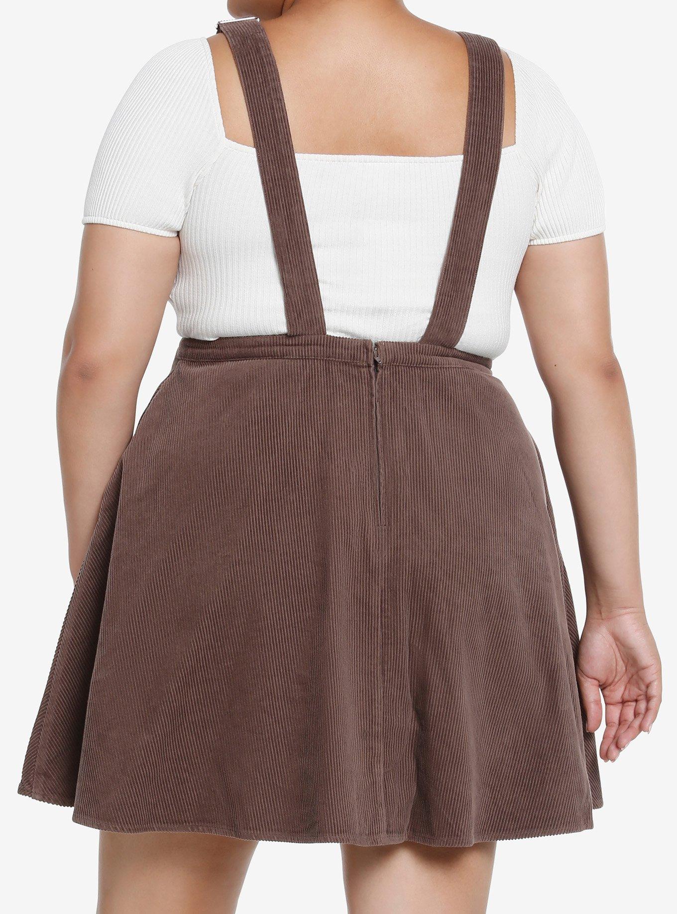 Thorn & Fable Ghost Mushroom Corduroy Skirtall Plus Size, BROWN, alternate