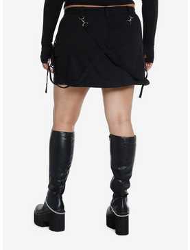 Social Collision Black Cargo Suspender Mini Skirt Plus Size, , hi-res