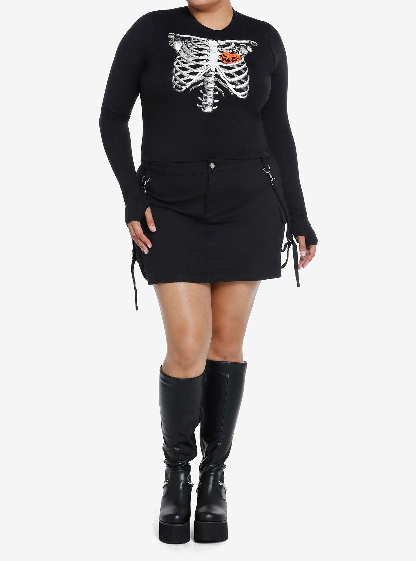 Social Collision Black Cargo Suspender Mini Skirt Plus Size, BLACK, alternate