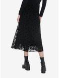 Thorn & Fable Flocked Rose Midi Skirt, BLACK, alternate