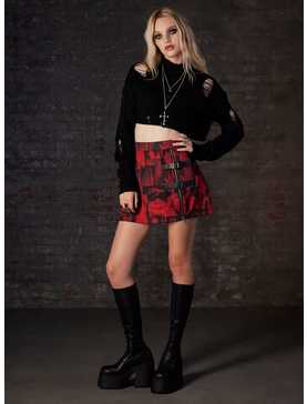 Social Collision Red X-Ray Buckle Skirt, , hi-res