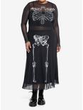 Social Collision Skeleton Anatomy Mesh Midi Skirt Plus Size, BLACK, alternate
