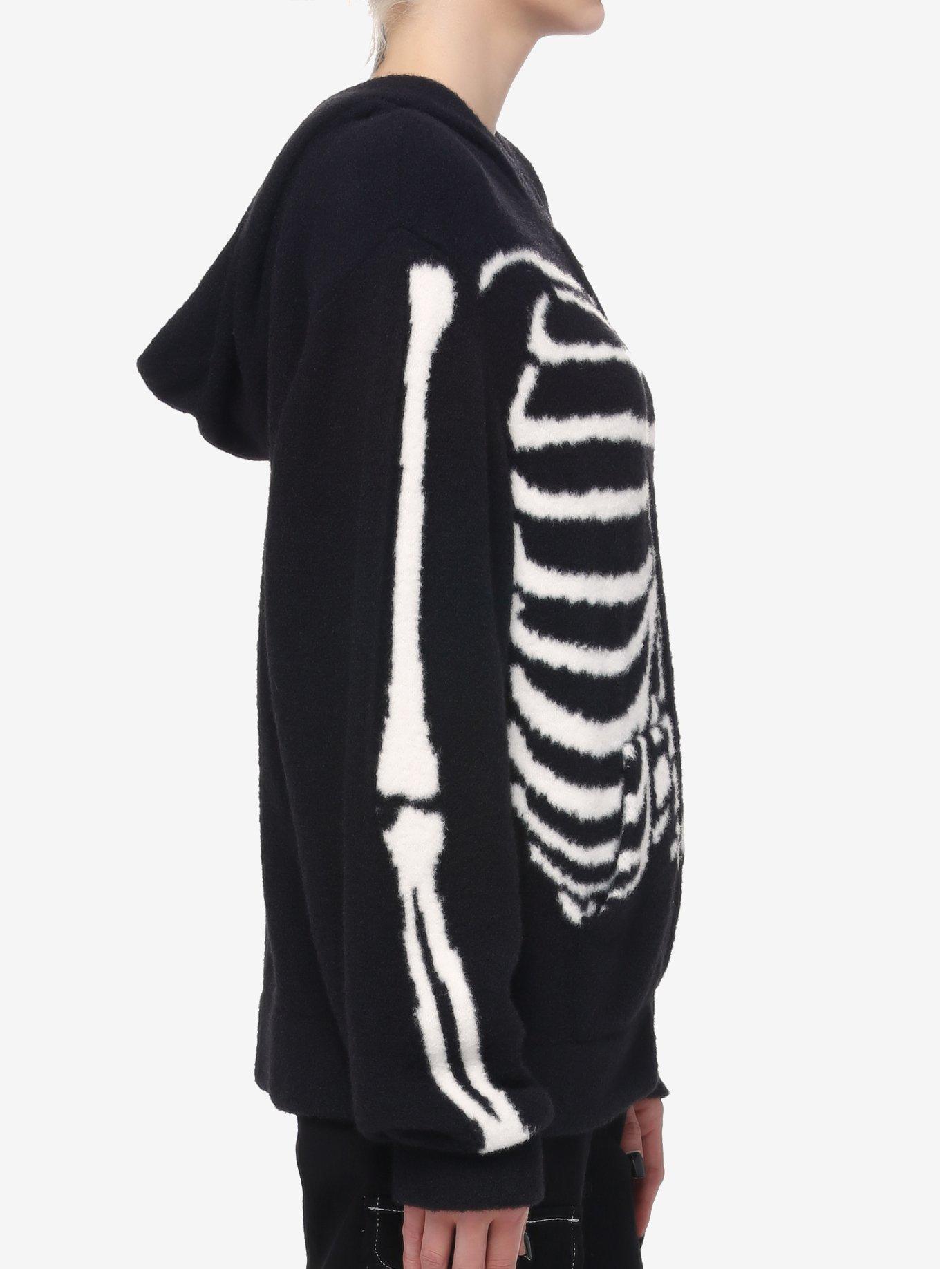 Social Collison Rib Cage Fuzzy Girls Hoodie, WHITE, alternate