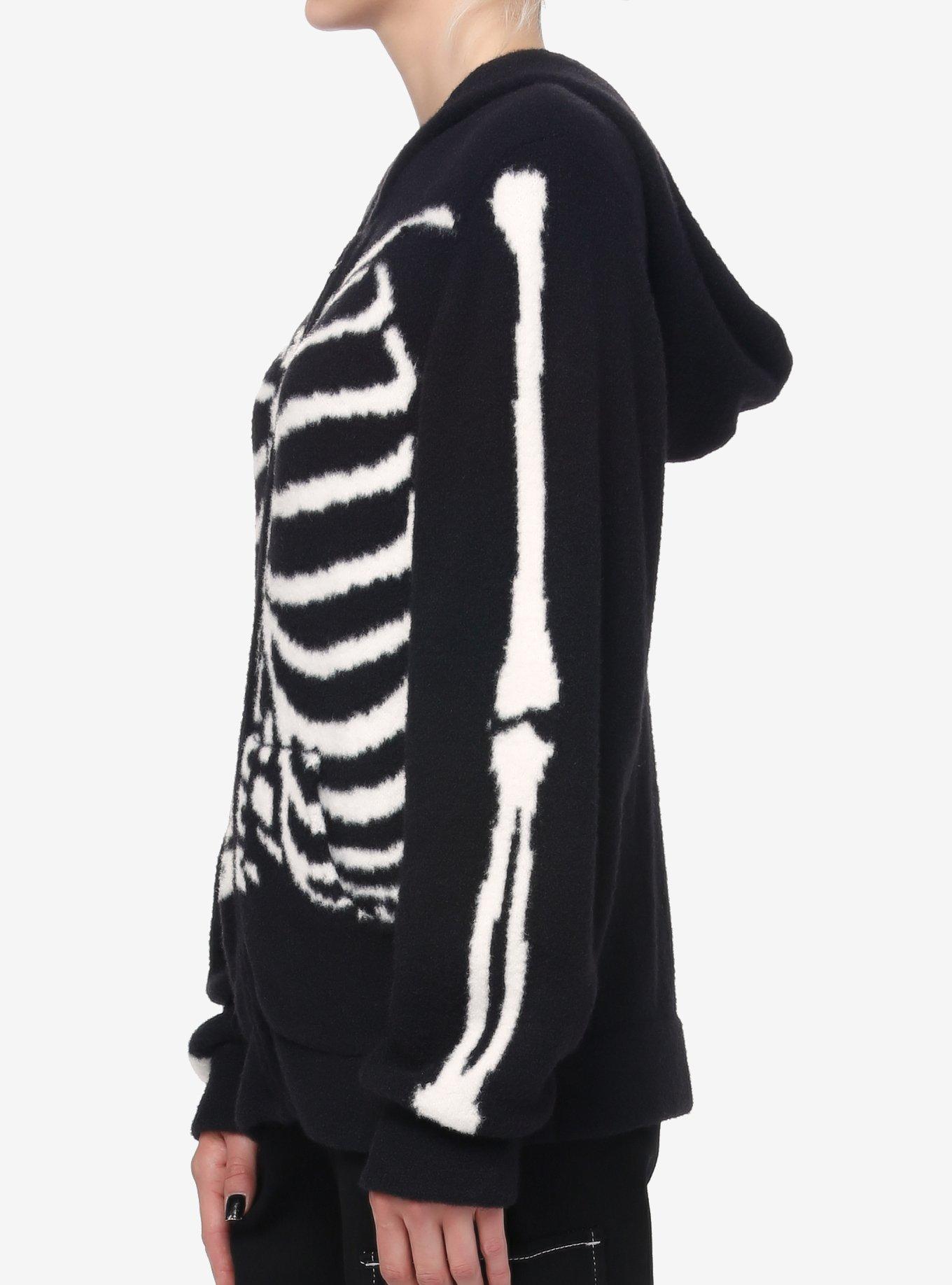 Social Collison Rib Cage Fuzzy Girls Hoodie, WHITE, alternate