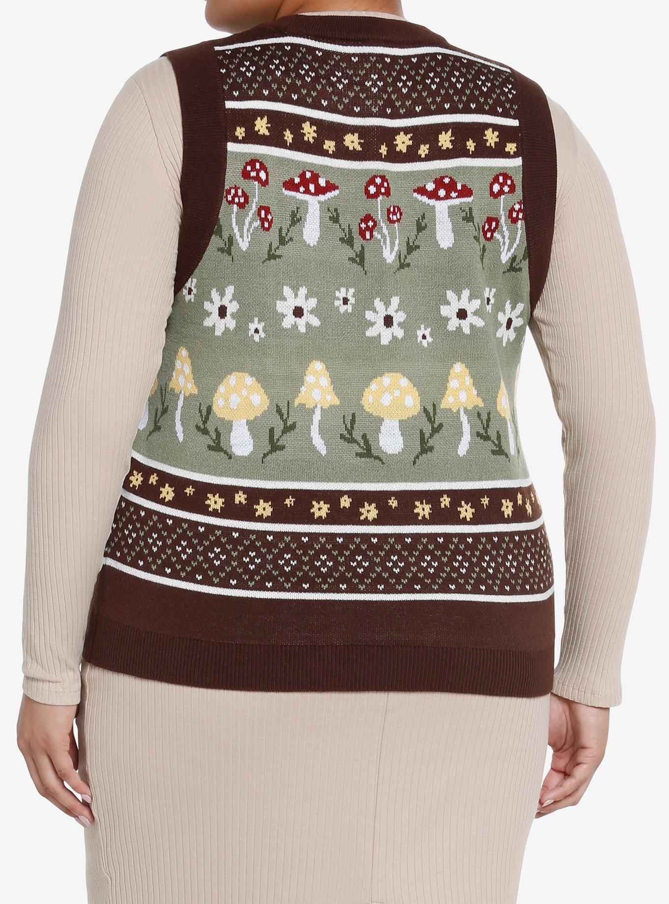 Thorn & Fable Cottagecore Girls Sweater Vest Plus Size, BROWN, alternate