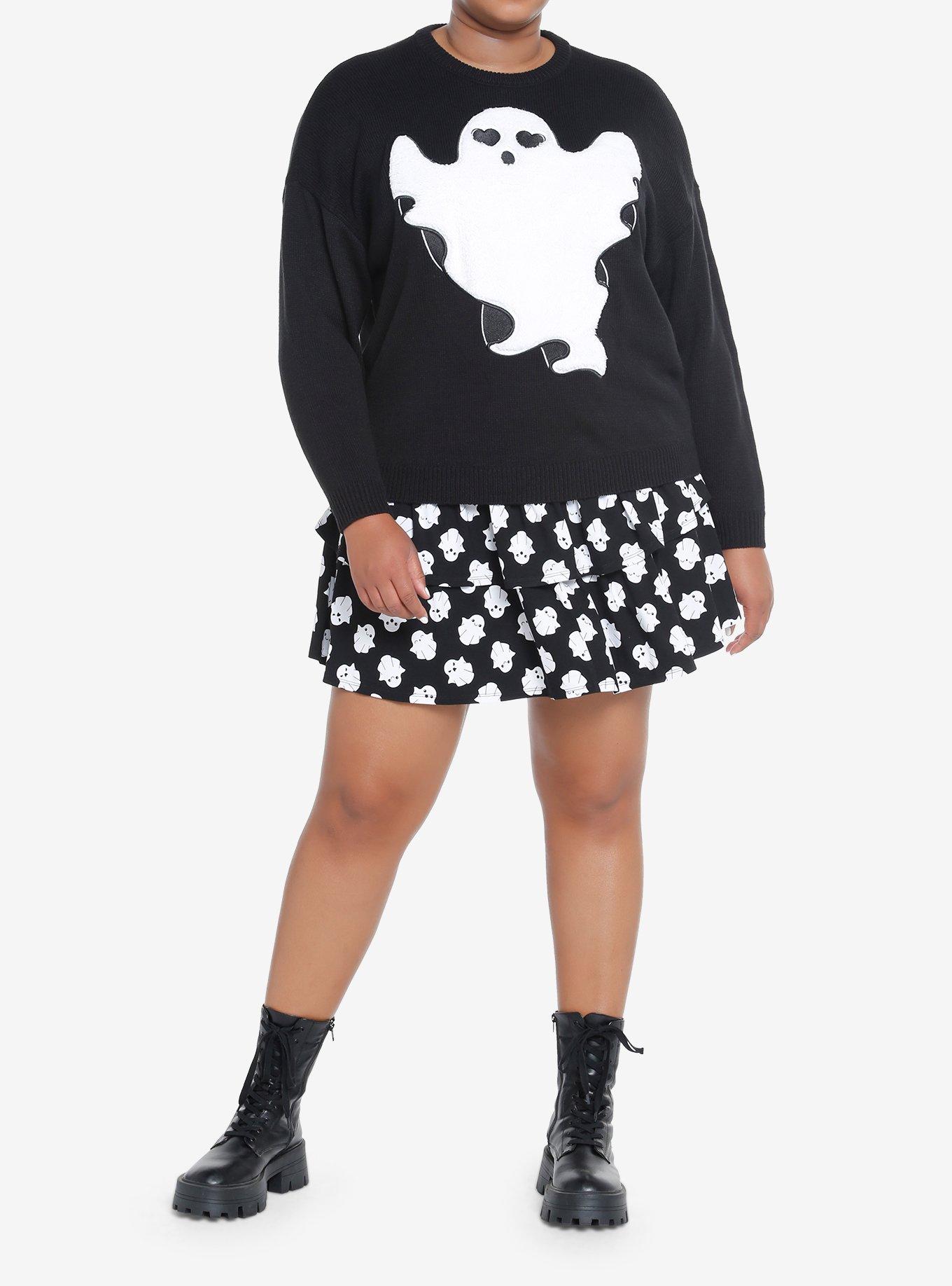 Sweet Society Kawaii Ghost Girls Knit Sweater Plus Size, WHITE, alternate