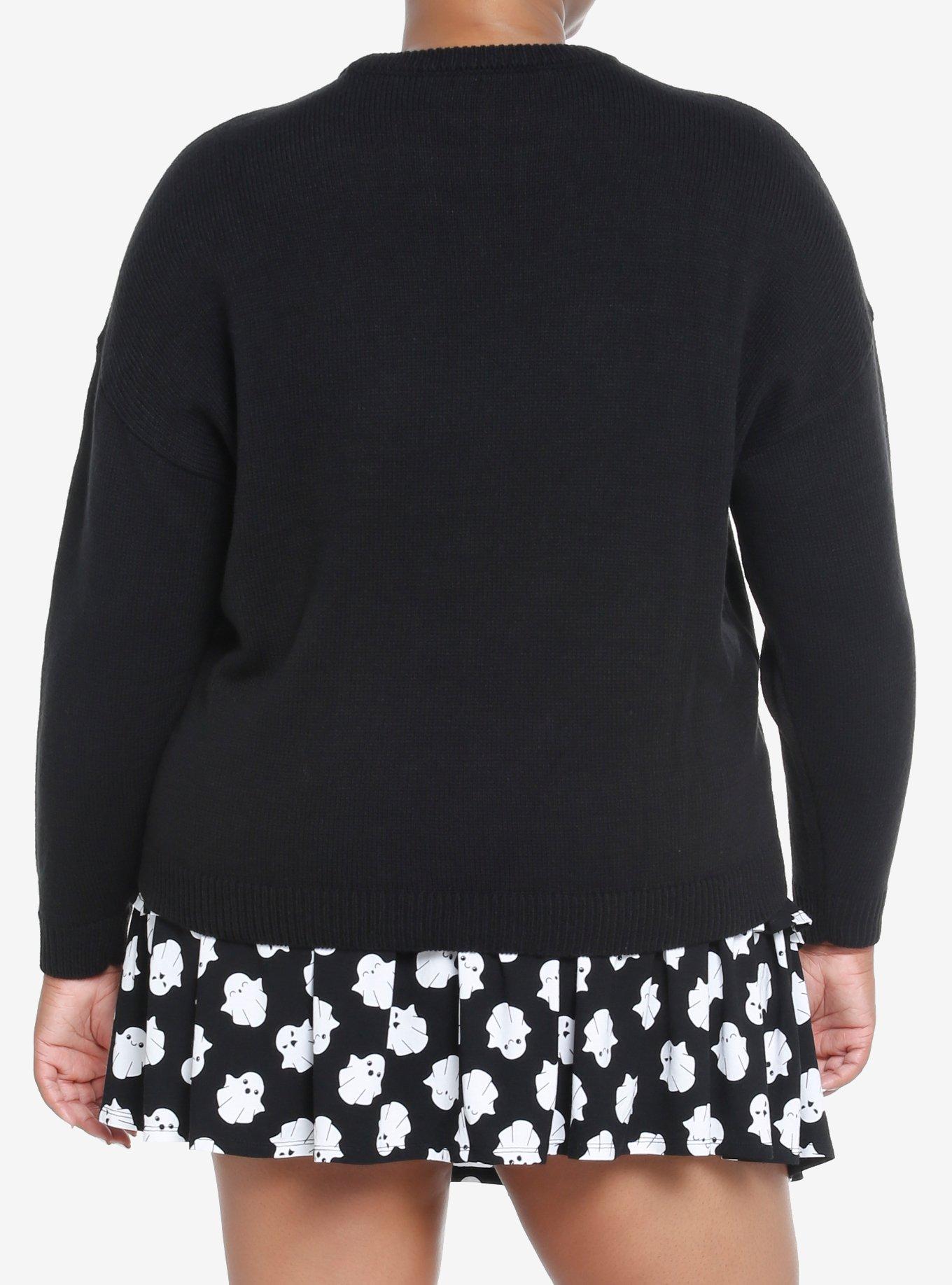 Sweet Society Kawaii Ghost Girls Knit Sweater Plus Size, WHITE, alternate