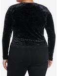 Social Collision Black Velvet Lace Girls Crop Long-Sleeve Top Plus Size, BLACK, alternate