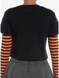 Pumpkin Candle Stripe Girls Twofer Crop Long-Sleeve T-Shirt, ORANGE, alternate