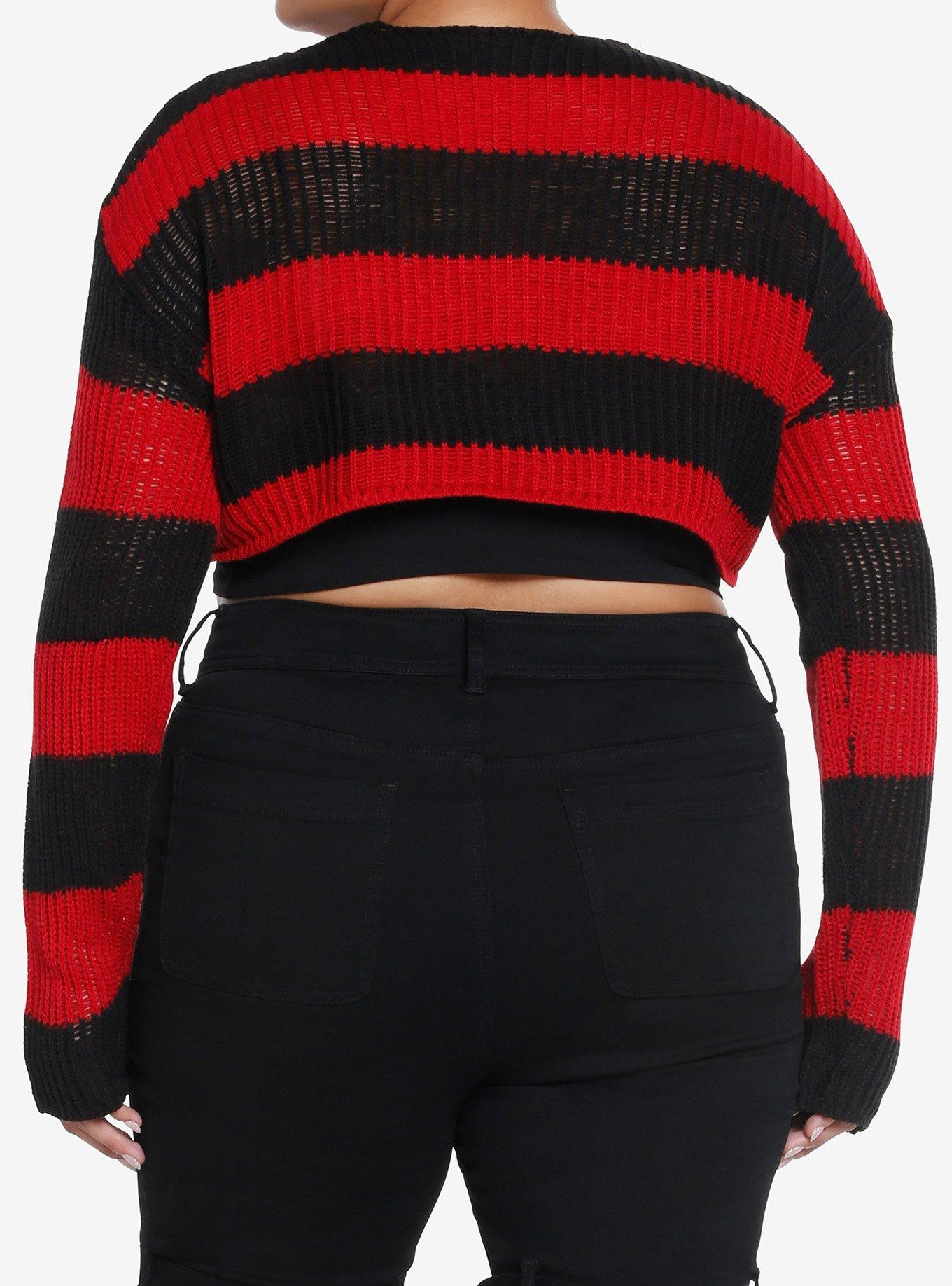 Social Collision Red & Black Bolero Girls Knit Sweater Plus Size, BLACK, alternate