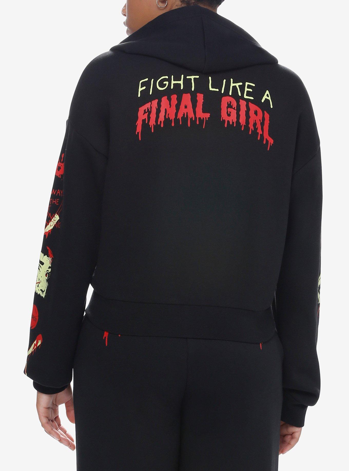 Social Collision Final Girl Crop Girls Hoodie, BLOOD RED, alternate