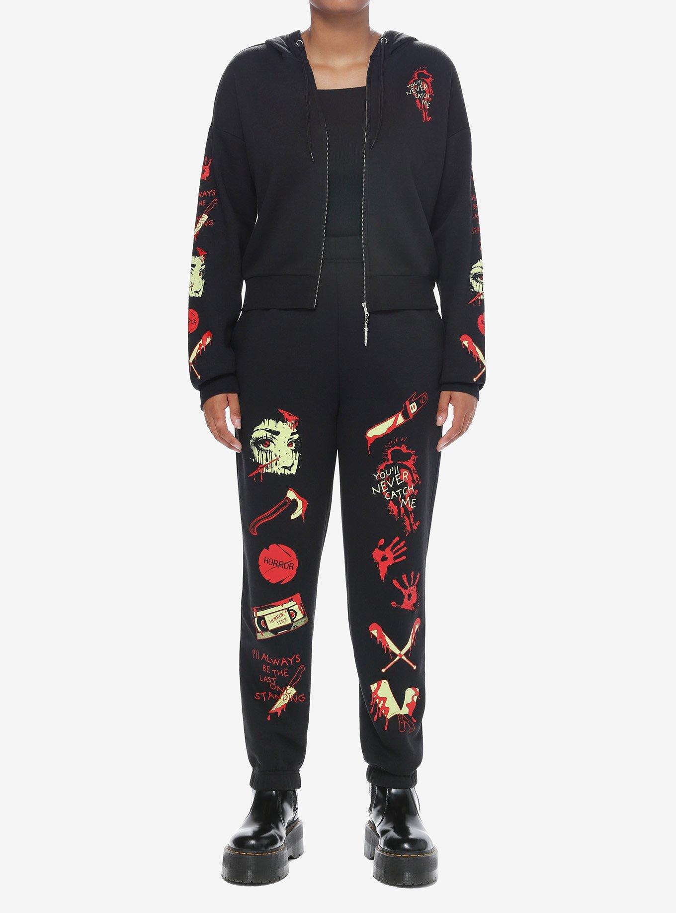 Social Collision Final Girl Crop Girls Hoodie, BLOOD RED, alternate