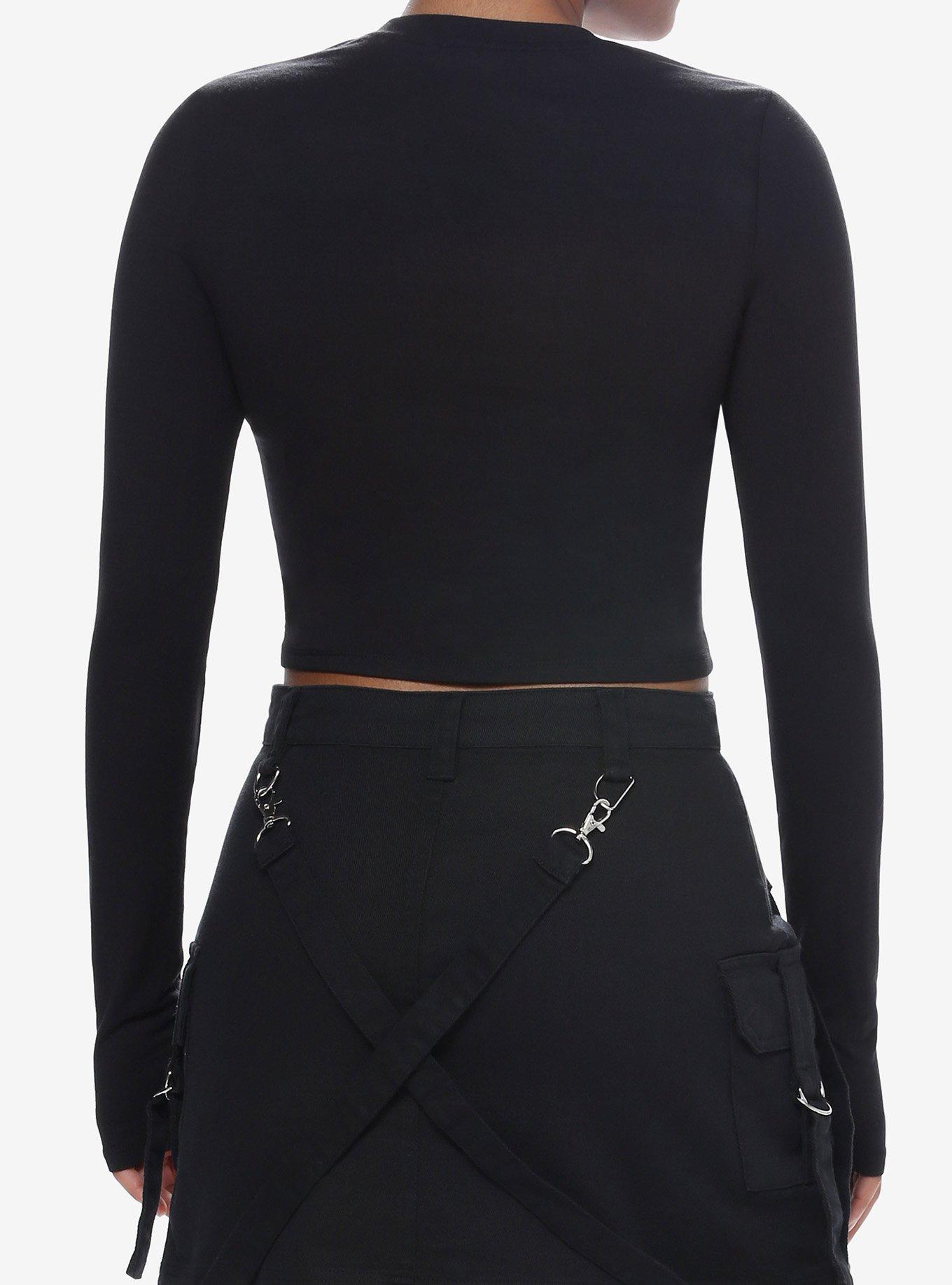 Social Collision Pumpkin Heart Rib Cage Girls Crop Long-Sleeve T-Shirt, ORANGE, alternate