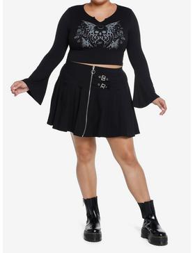 Thorn & Fable Skull Fairy Girls Crop Bell Sleeve Top Plus Size, , hi-res