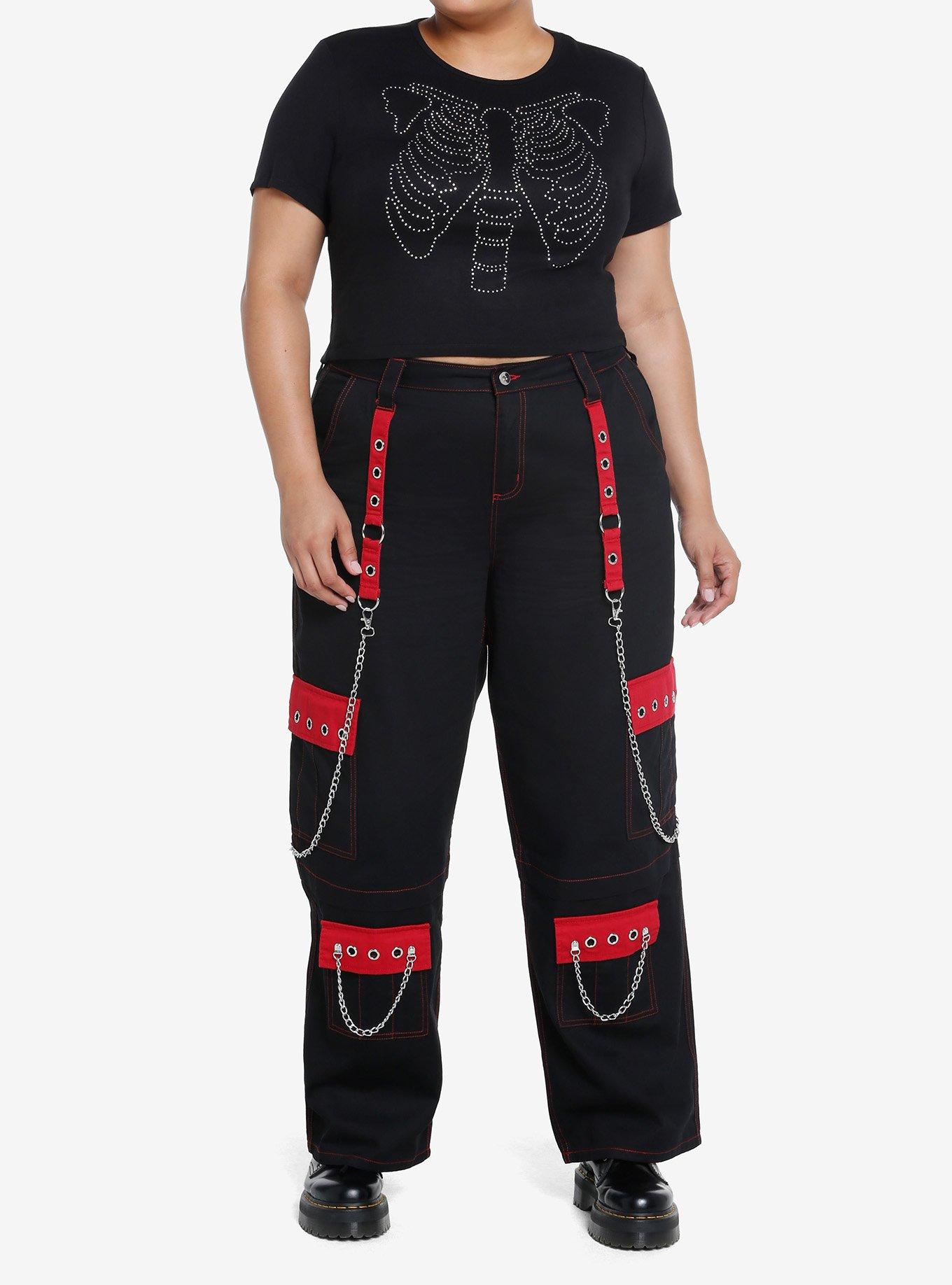 Social Collision Rhinestone Rib Cage Girls Crop Top Plus Size, , hi-res