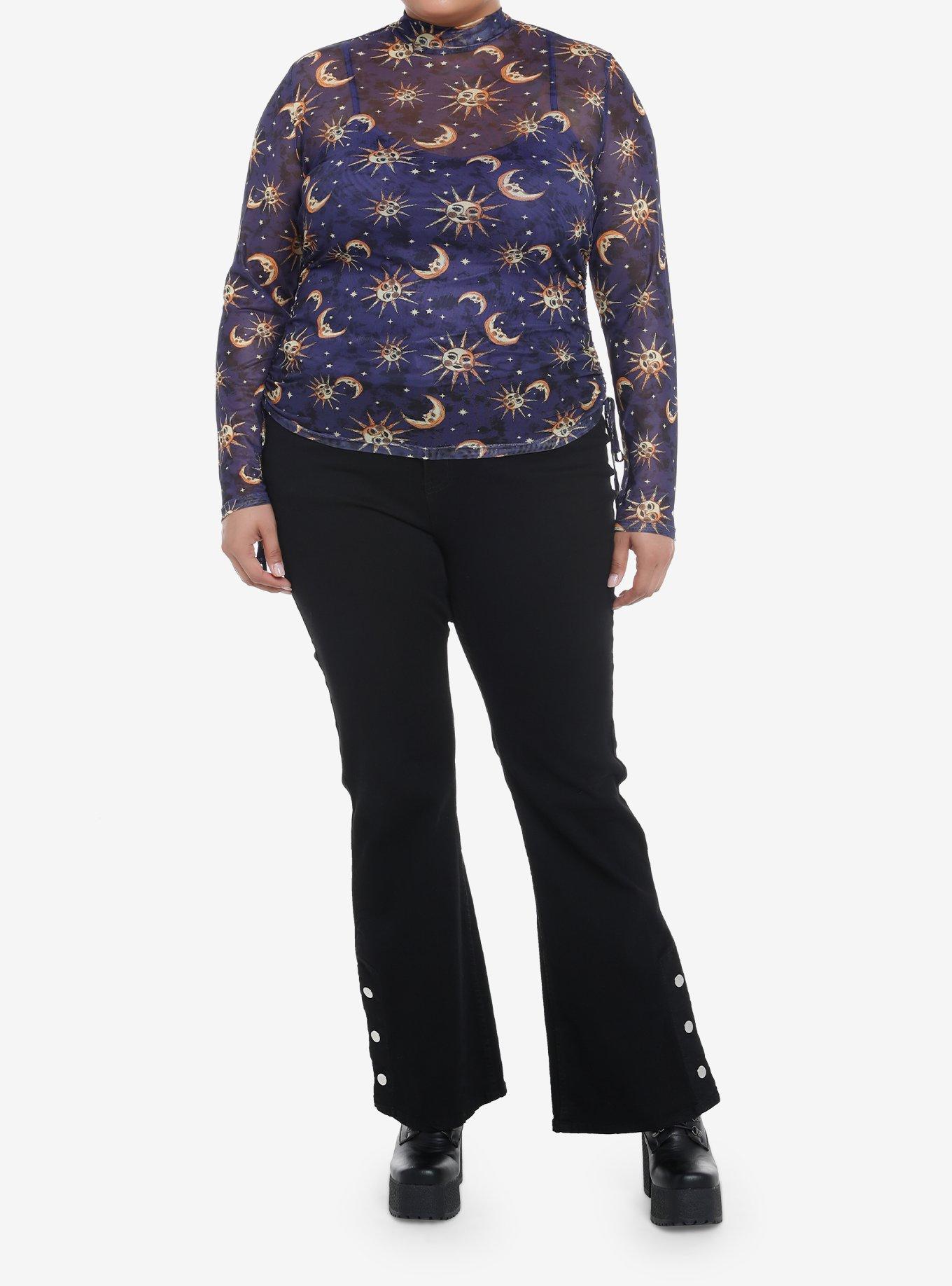 Cosmic Aura Celestial Girls Mesh Long-Sleeve & Cami Set Plus Size, CELESTIAL, alternate
