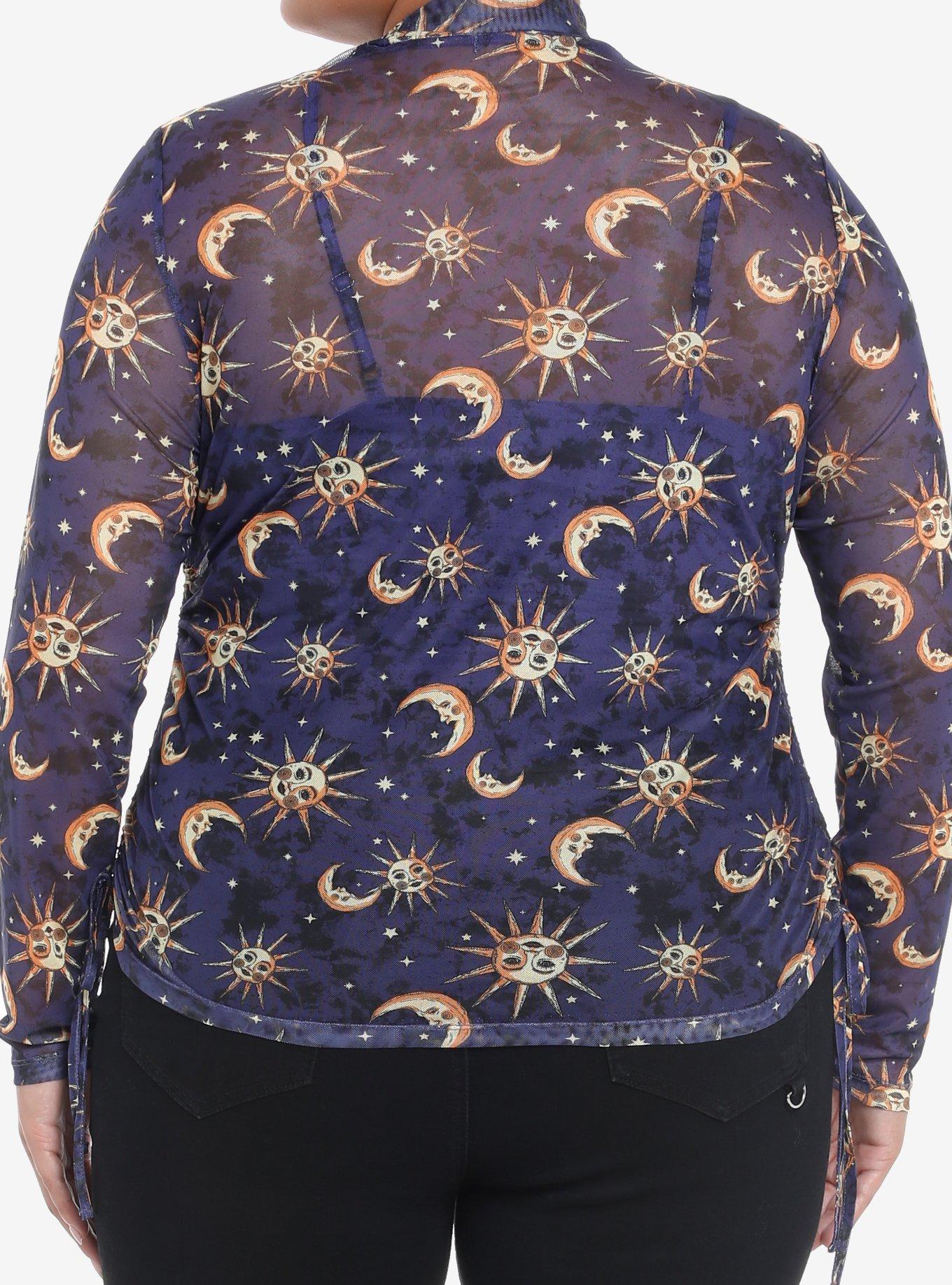 Cosmic Aura Celestial Girls Mesh Long-Sleeve & Cami Set Plus Size, CELESTIAL, alternate
