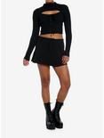 Cosmic Aura Black Lace-Up Mock Neck Girls Long-Sleeve Top, BLACK, alternate
