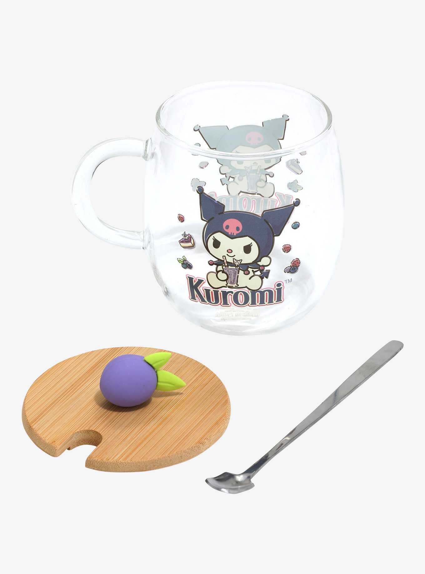 Kuromi Glass Mug With Topper & Spoon, , hi-res