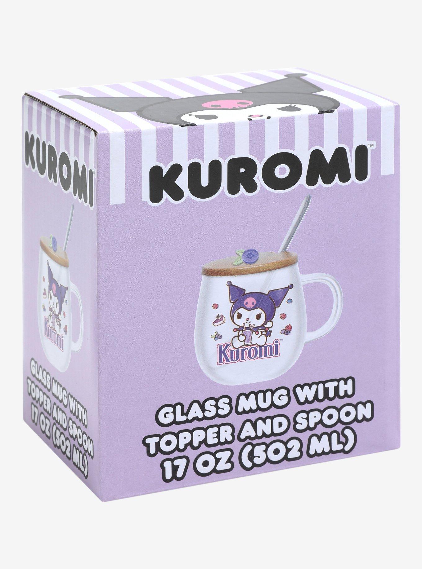 Kuromi Glass Mug With Topper & Spoon, , alternate