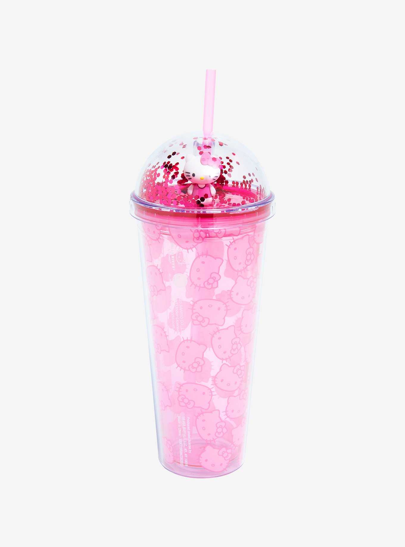 Hello Kitty Glitter Dome Acrylic Travel Cup Hot Topic Exclusive, , hi-res