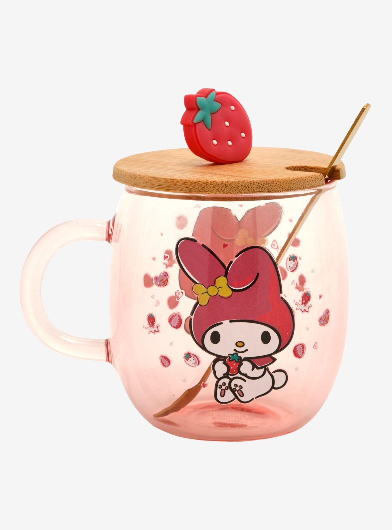 My Melody Glass Mug With Topper & Spoon