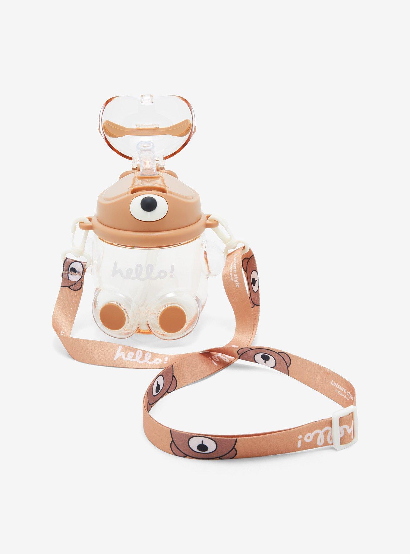 Teddy Bear Acrylic Water Bottle With Strap, , alternate