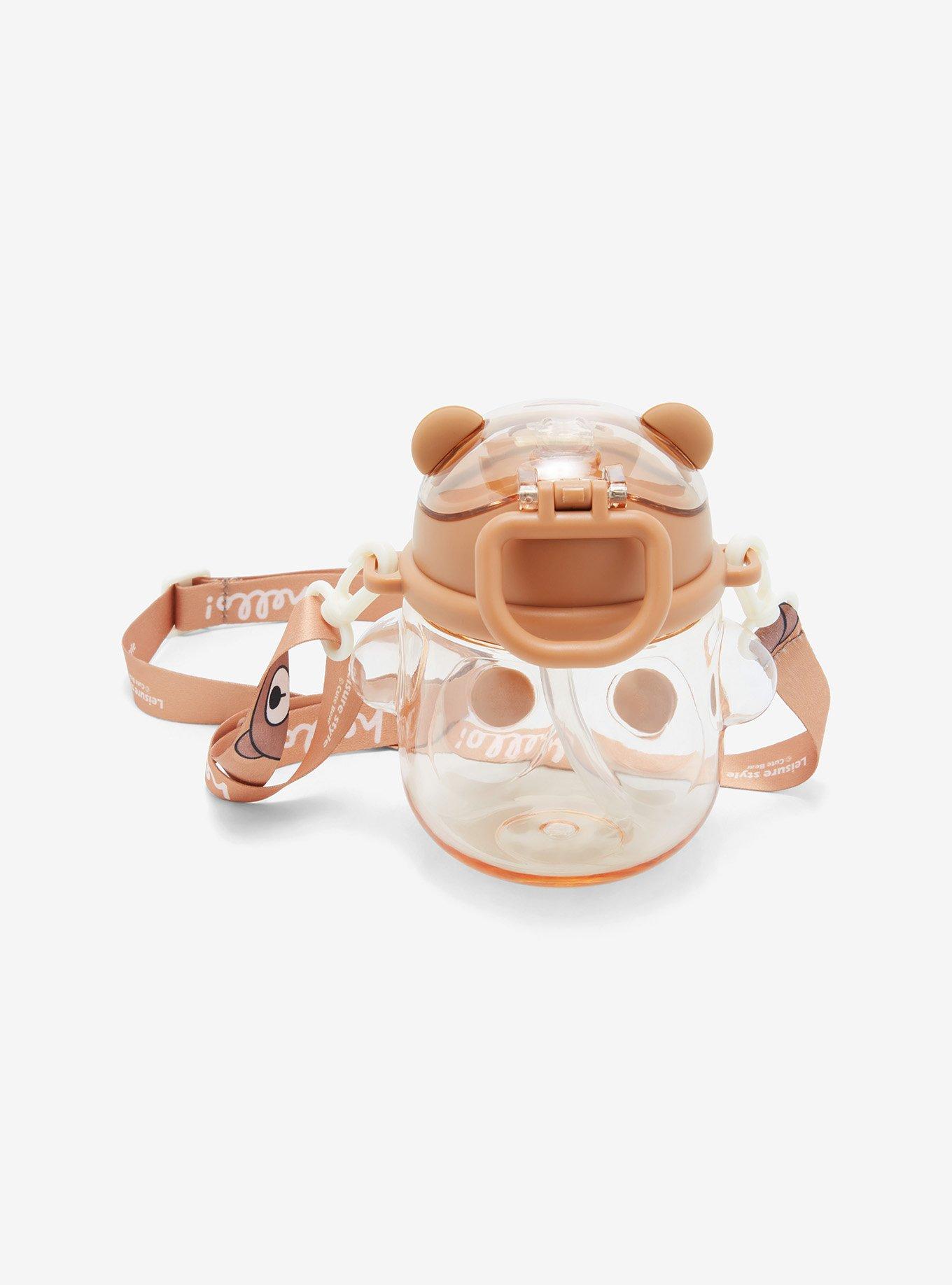 Teddy Bear Acrylic Water Bottle With Strap, , alternate