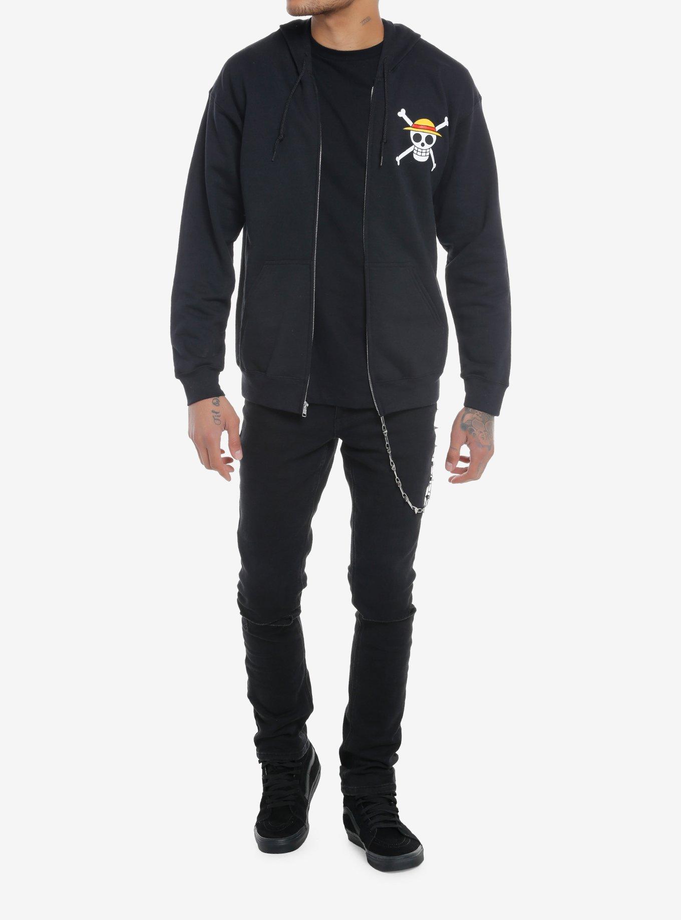 One Piece Straw Hat Pirates Back Panel Hoodie, BLACK, alternate