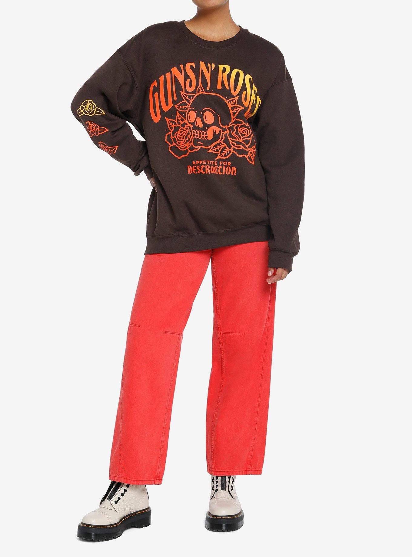 Guns N' Roses Appetite For Destruction Skull & Roses GIrls Sweatshirt, BROWN, alternate - view 2