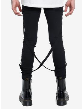Black Zipper Suspender Straps Stinger Jeans, , hi-res