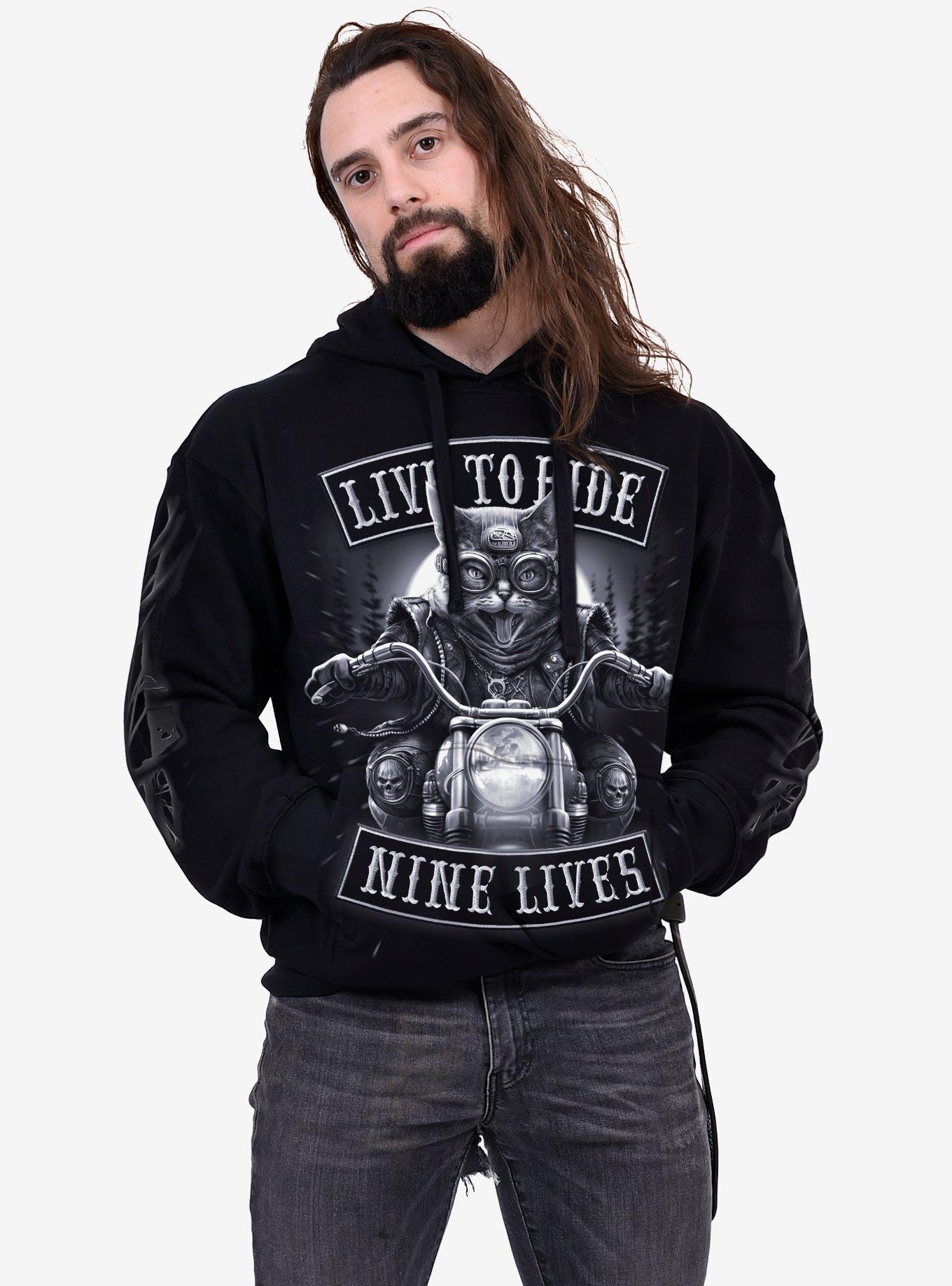 Spiral Nine Lives Hoodie Black, BLACK, alternate
