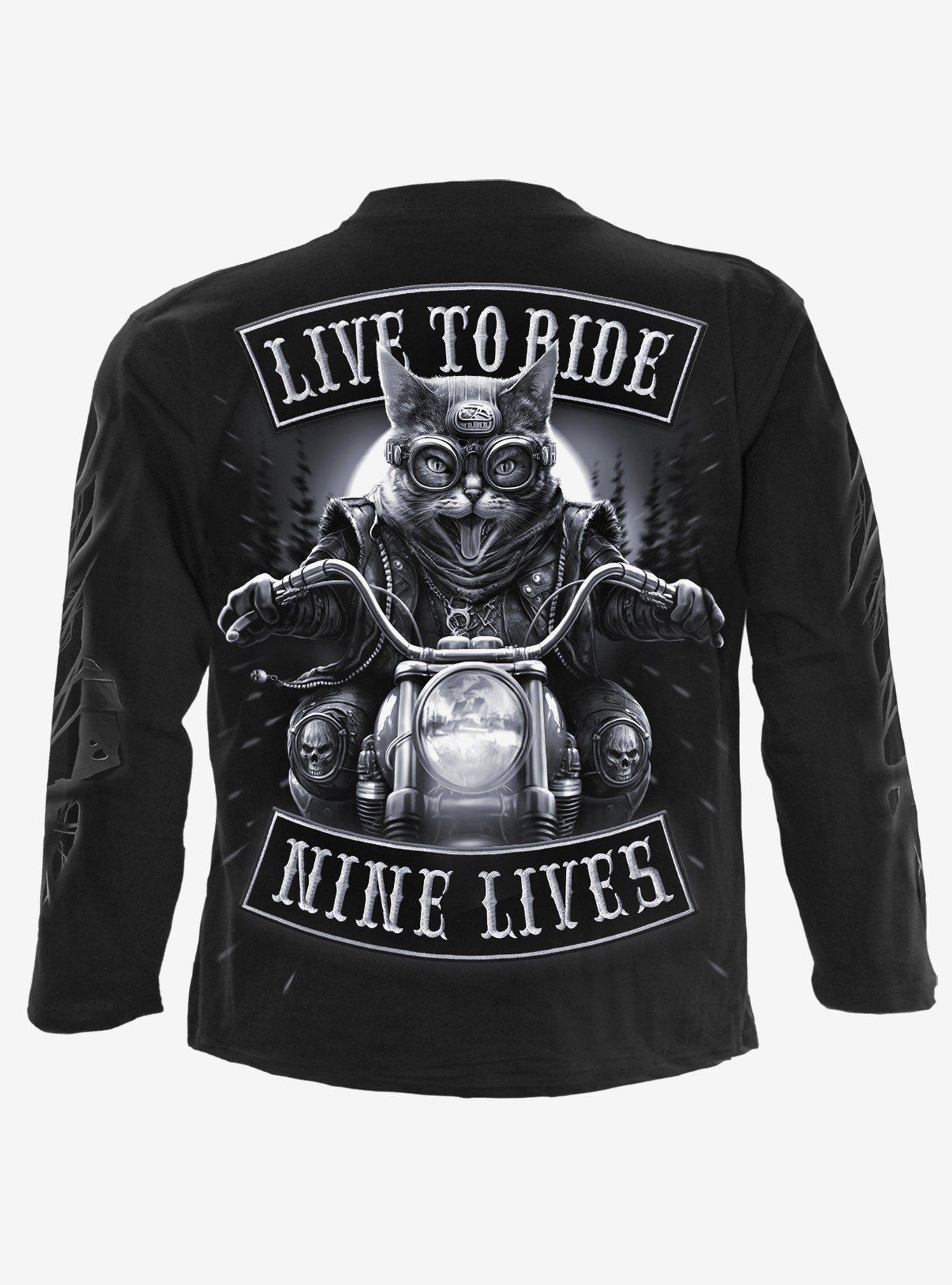 Spiral Nine Lives Long Sleeve Shirt Black, BLACK, alternate