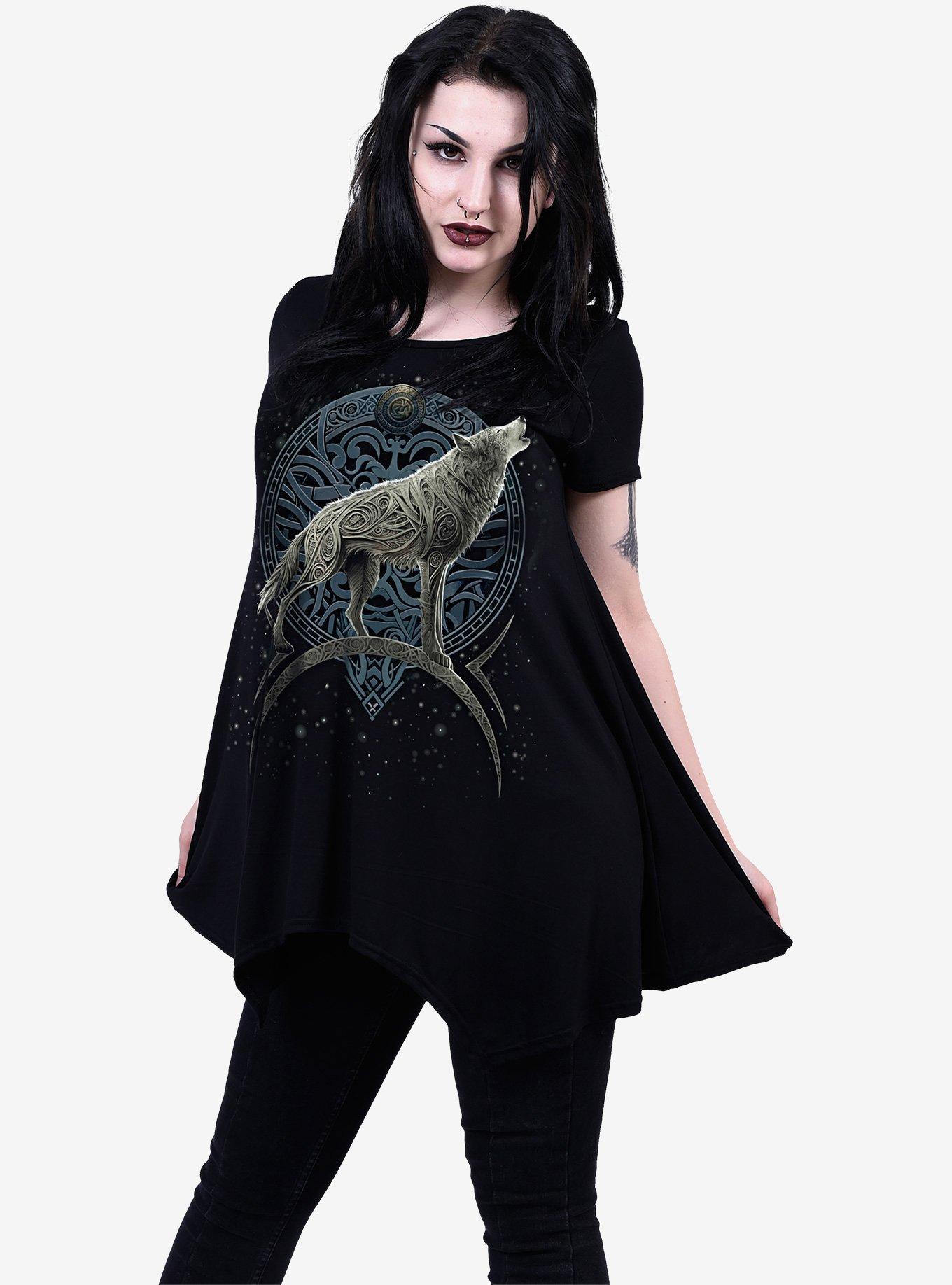 Spiral Celtic Wolf Smock Tunic Casual Top, , hi-res