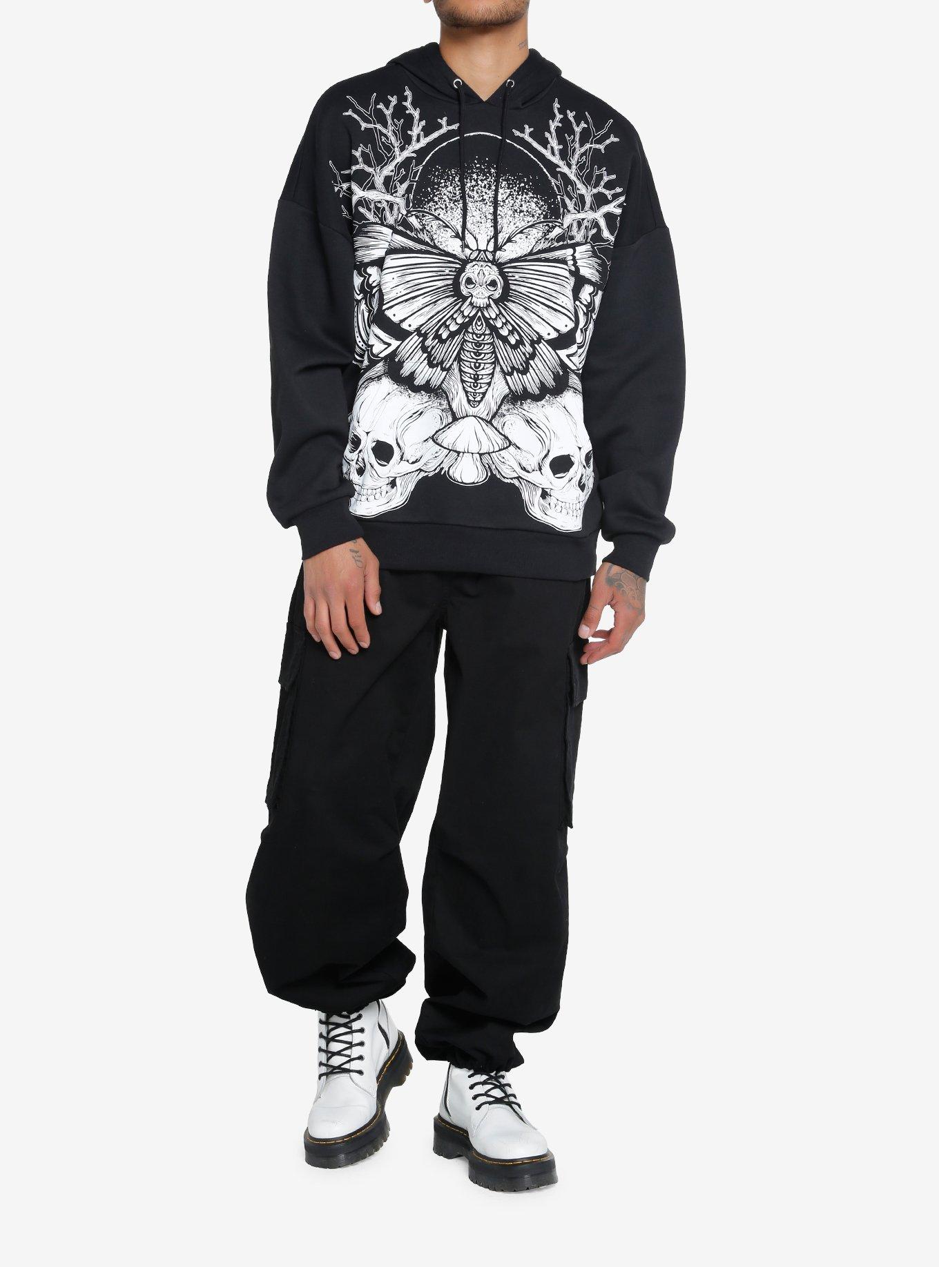 Social Collision® Death Moth Skull Oversized Hoodie, , hi-res