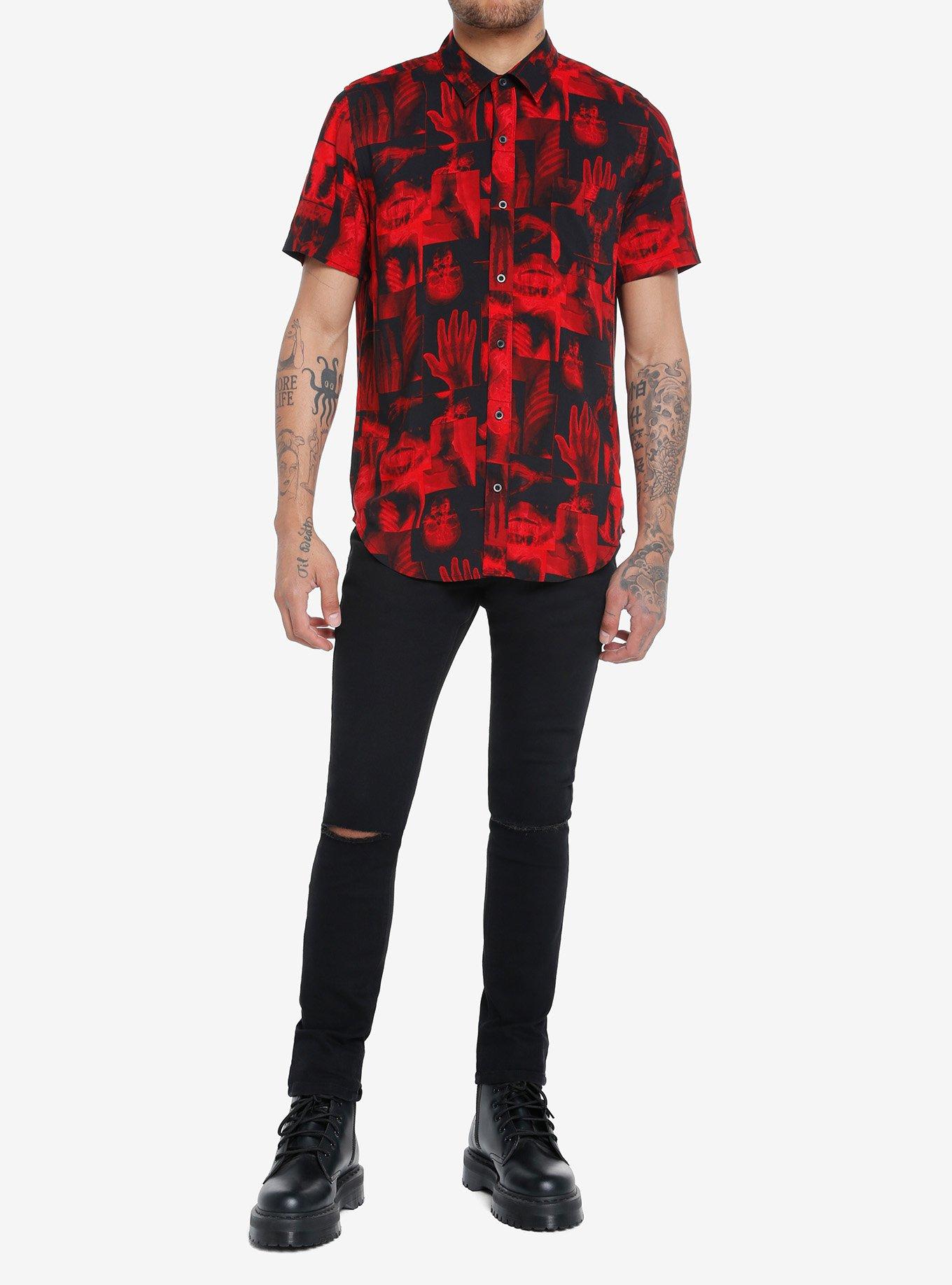 Red X-Ray Woven Button-Up, RED, alternate