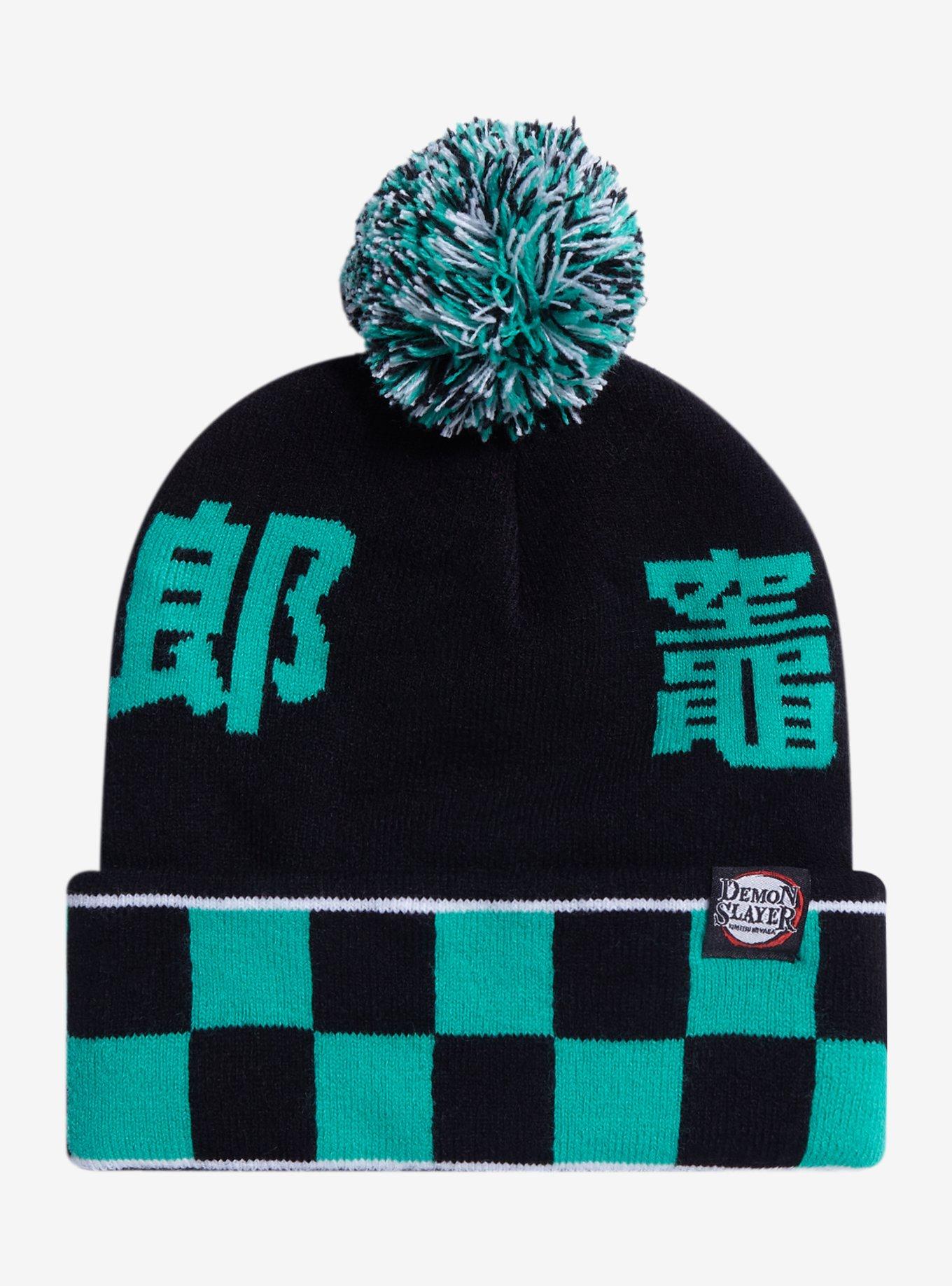 Demon Slayer: Kimetsu No Yaiba Tanjiro Checkered Pom Beanie, , alternate