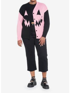 Sweet Society Pink & Black Split Pumpkin Girls Cardigan Plus Size, , hi-res