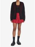 Social Collision Red & Black Rib Cage Knit Girls Cardigan, RED, alternate