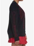 Social Collision Red & Black Rib Cage Knit Girls Cardigan, RED, alternate